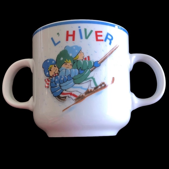 COPY - Guy Degrenne The Triplets Winter Porcelain Cup w/Double Handles - Picture 3 of 4